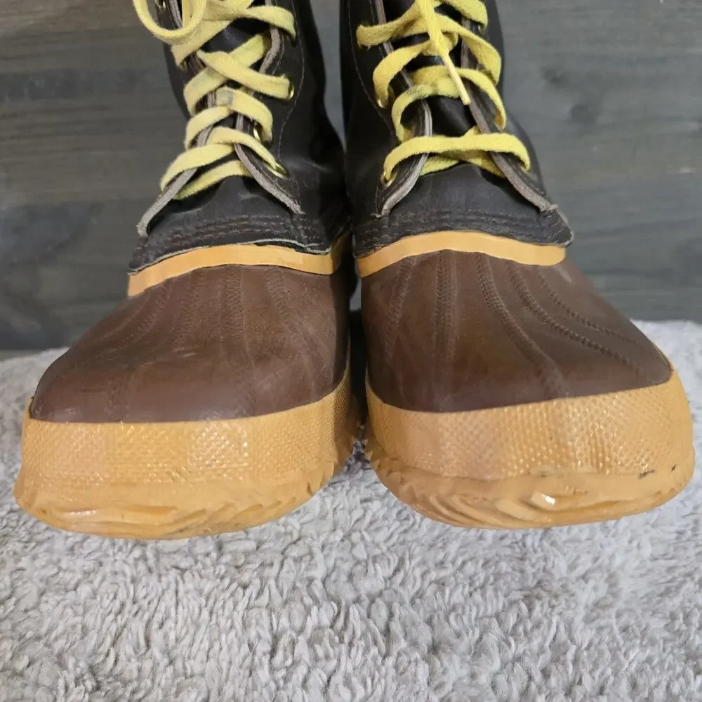 Sorel Caribou Pac Boots Men's Size 9 Brown Leather Waterproof Made in Canada